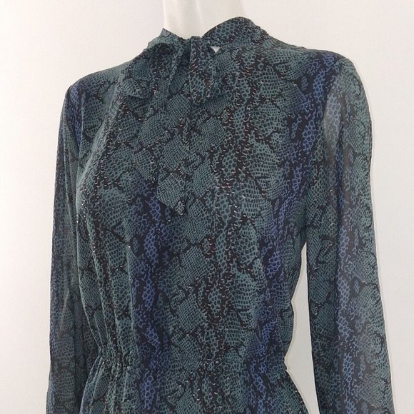 HUSH Snakeskin Neck-Tie Midi Maxi-Dress Size UK 12 EU 40 - Picture 8 of 10